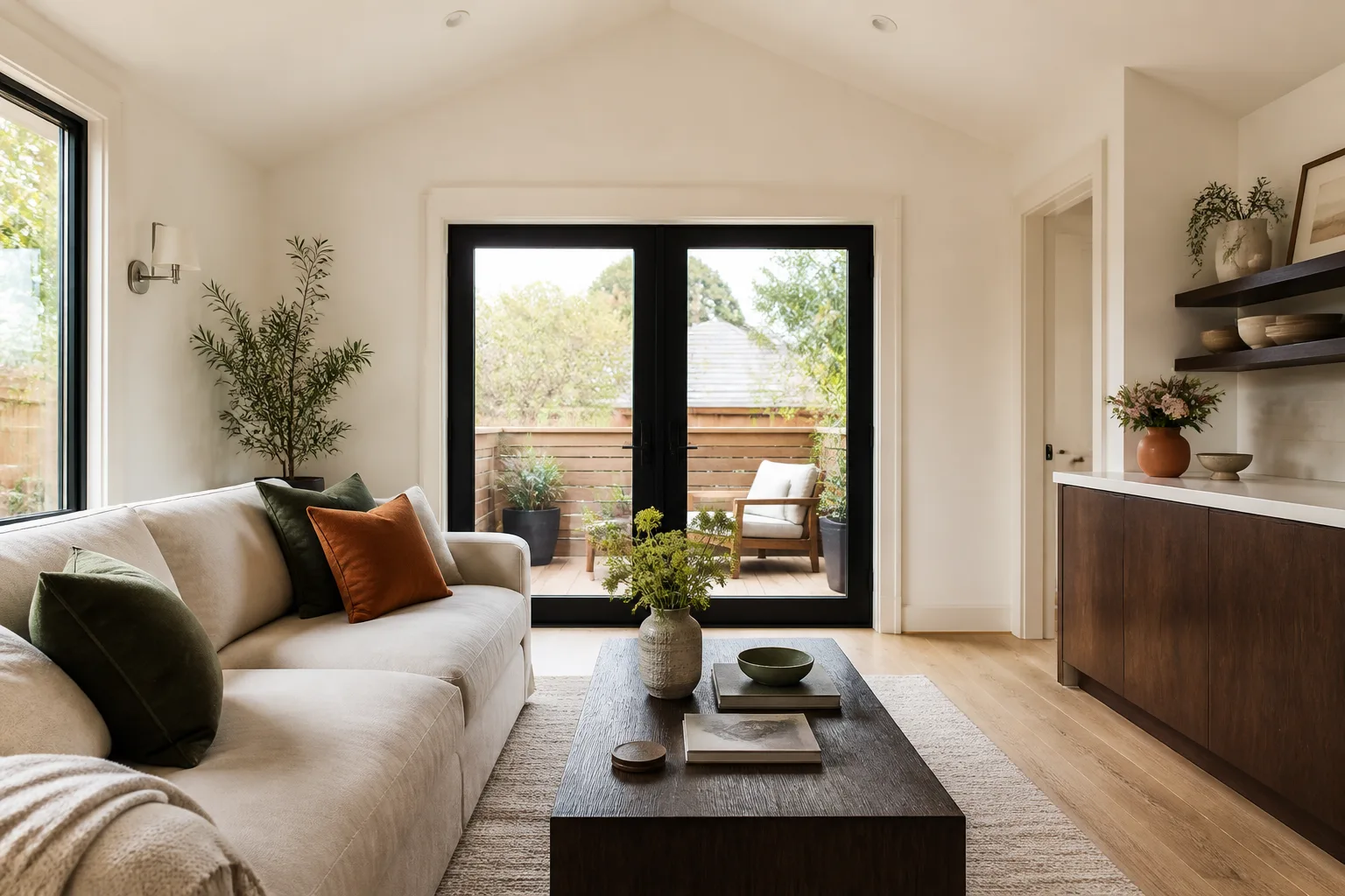 The living room inside a new ADU